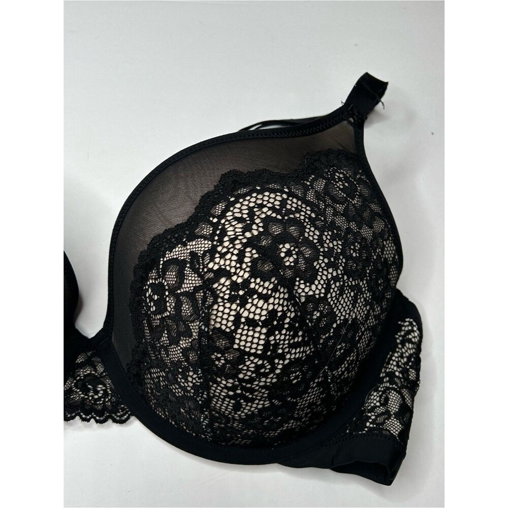 torrid Black Lace Underwire Push-Up plunge Bra 46C - Picture 2 of 5